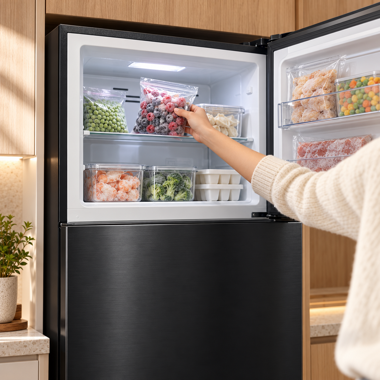 Freezer compartment open
