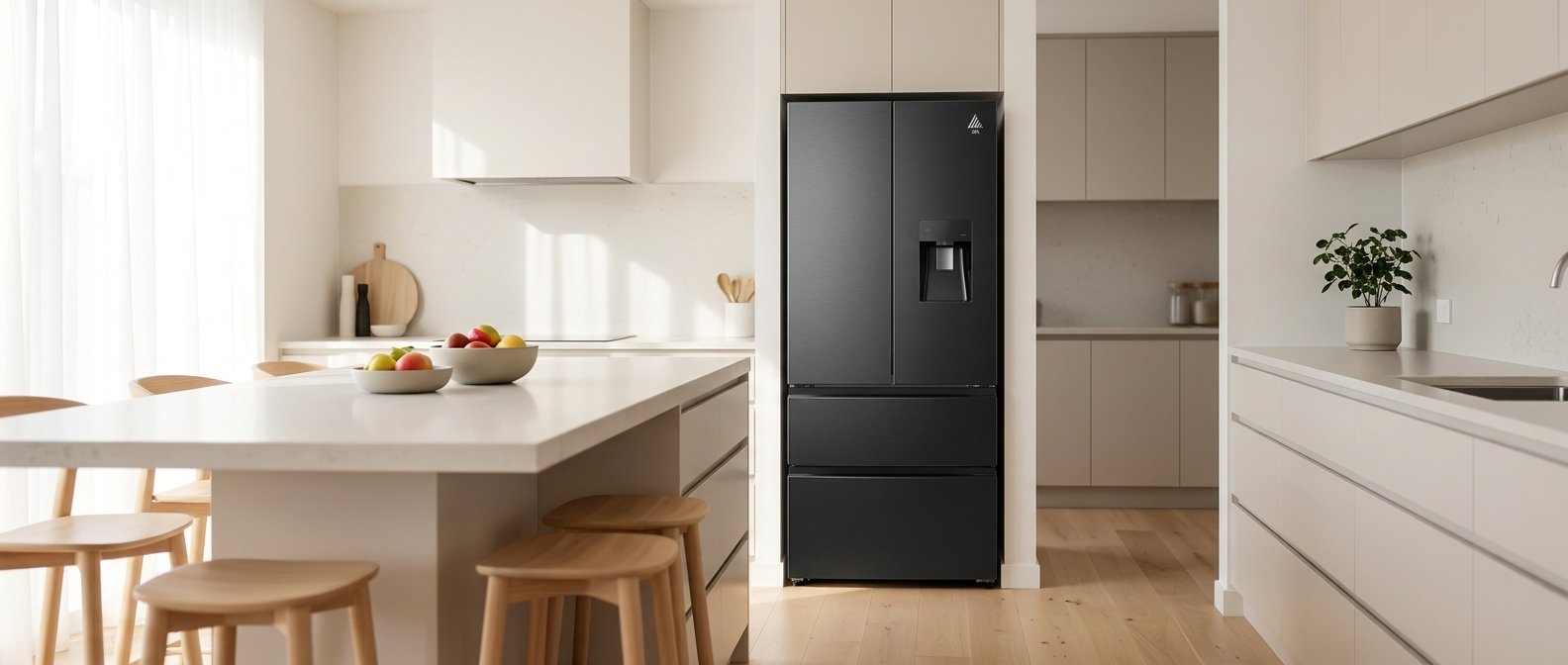 JBA 534L French door fridge in Inox Black in a modern kitchen